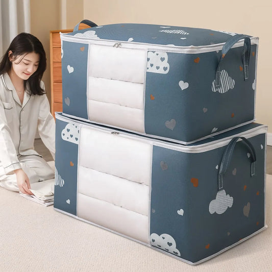 Bolsa de almacenamiento de ropa de gran capacidad, organizador con asa reforzada, adecuado para mantas, ropa de cama, p…
