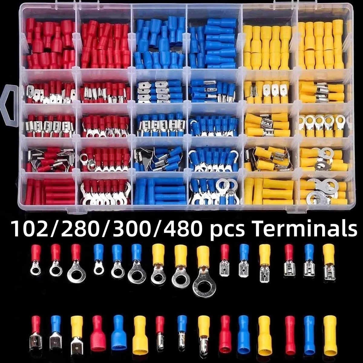 Kit de conectores de cable de 102/280/300/480 piezas, terminales aislados macho y hembra, terminales de crimpado en frí…
