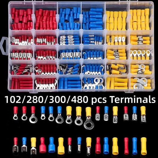 Kit de conectores de cable de 102/280/300/480 piezas, terminales aislados macho y hembra, terminales de crimpado en frí…