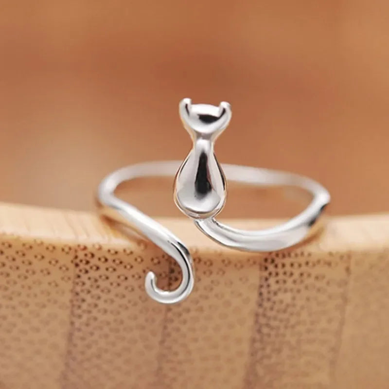 Anillos de gato de Plata de Ley 925 para mujer, joyería de compromiso de diseñador de lujo, ofertas femeninas con joyer…