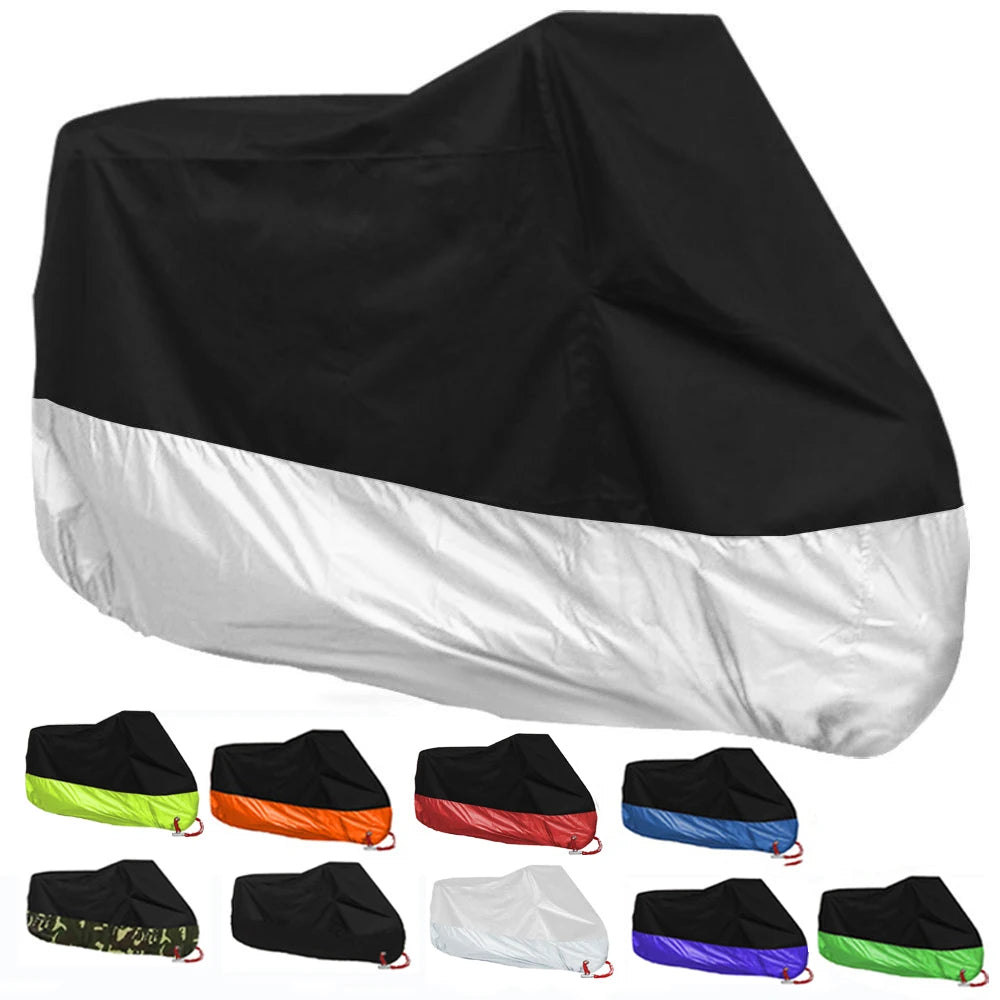 190T diseño negro azul cubiertas impermeables para motocicleta motores polvo lluvia nieve cubierta protectora UV interi…