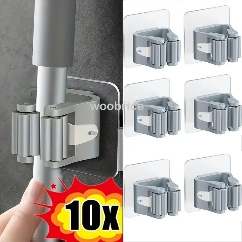 Soporte para fregona, soporte autoadhesivo para escoba, soporte para fregona montado en la pared, gancho para cepillo d…