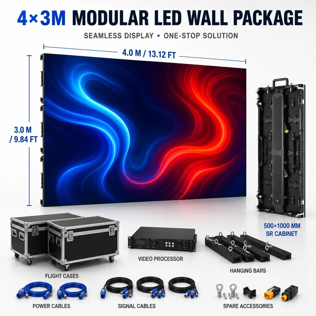 P3.91 Rental LED Display 500x500mm Die-Cast Aluminum Cabinet Indoor Outdoor Stage Event LED Video Wall Screen