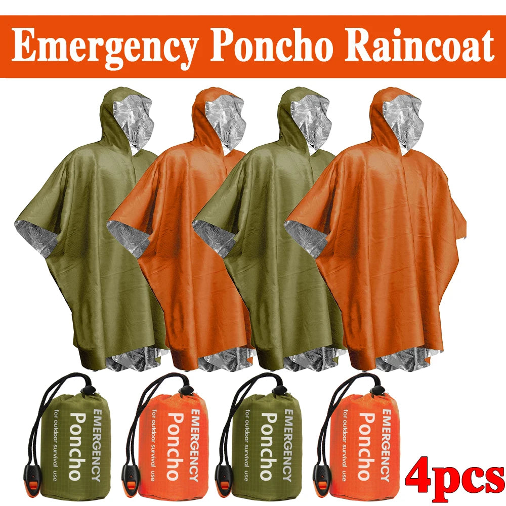 Chubasquero impermeable de emergencia, Poncho desechable de película de aluminio, ropa impermeable térmica cálida, mant…