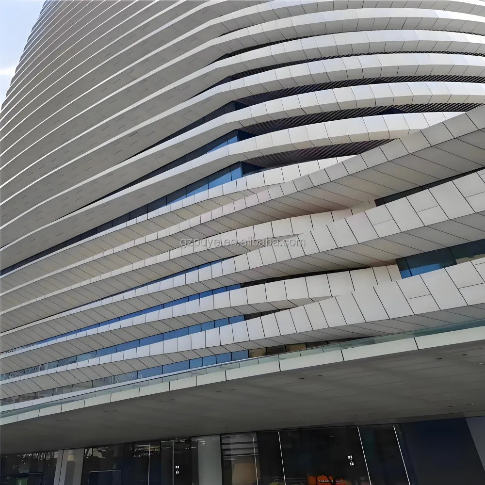 Modern Galvanized Aluminum & Glass Curtain Wall Panels with Anti-Corrosion Veneer for Office Buildings