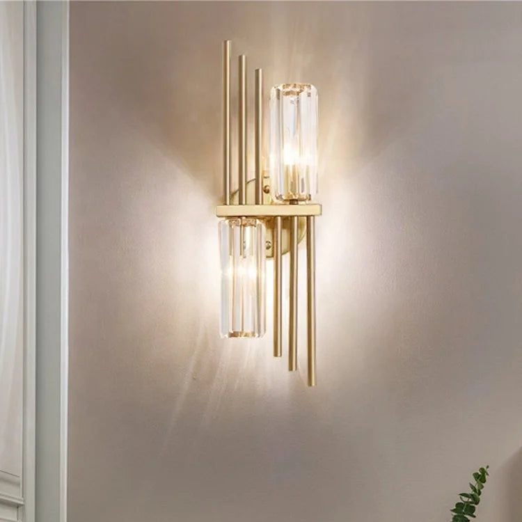 Villa Duplex Light Luxury Crystal Wall Lamp Corridor Staircase Decoration Double Head Crystal Wall Sconce