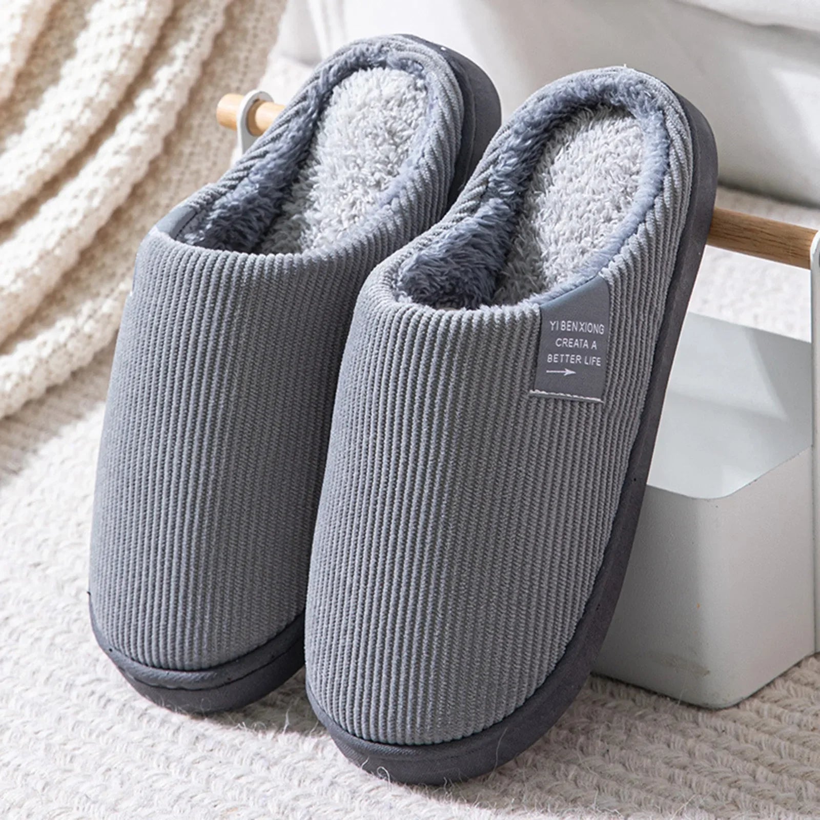 Nuevas zapatillas de casa informales gruesas y suaves para hombre y mujer, Zapatillas de felpa para el hogar, zapatilla…