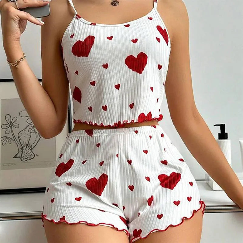 Conjunto de pijamas para mujer Ropa de dormir 2 piezas Camisetas sin mangas cortas y pantalones cortos S M L Blanco Ven…