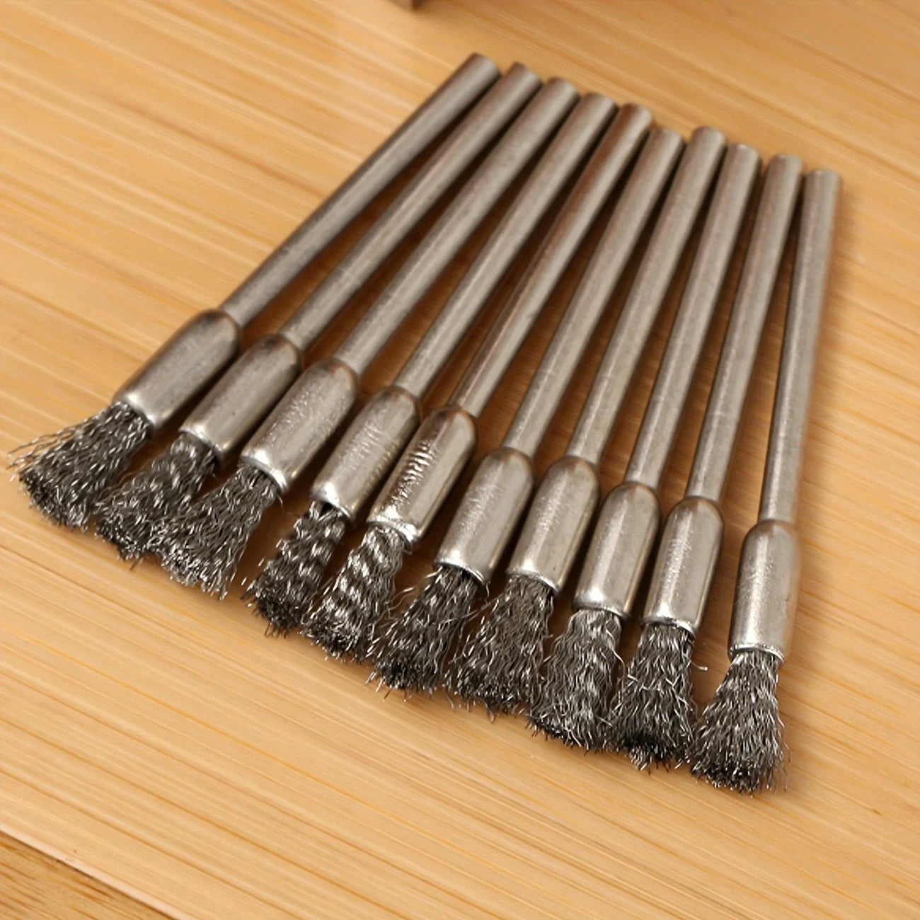 10 cepillos de alambre de acero inoxidable con mango de 3,17 mm, ideales para herramientas giratorias, ideales para lim…