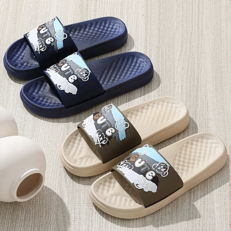 Men's PVC Comfort Casual Slippers New Trendy Hard-Wearing Fashion Slides Popular Style Casual Shoes
