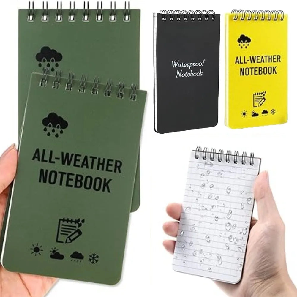 Cuaderno de bolsillo a prueba de agua, Mini Bloc de notas táctico para todo tipo de clima, con páginas forradas, espiral