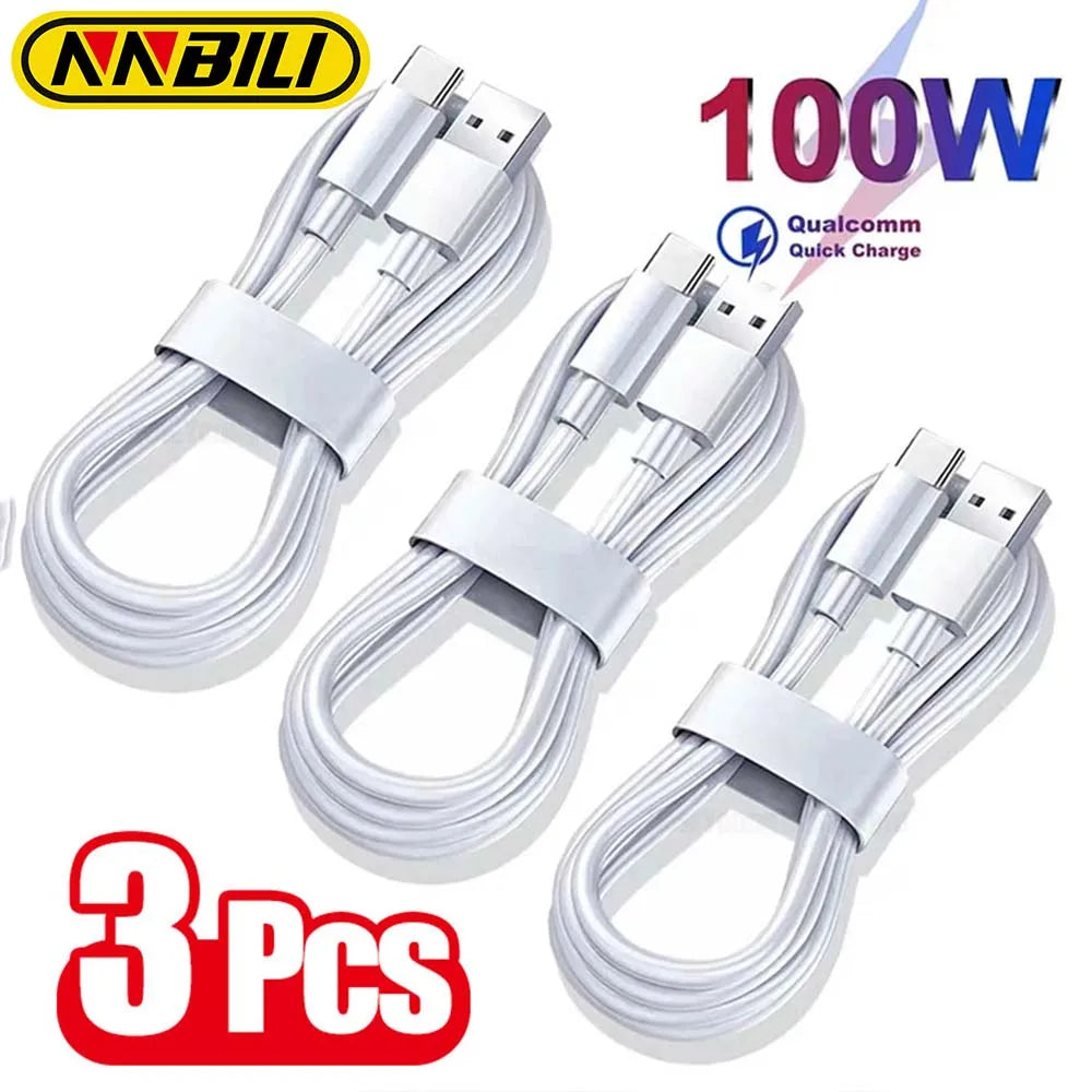 NNBILI 1-3 uds 10A 100W tipo C Cable de carga súper rápida Cable de datos para Huawei OPPO vivo carga rápida, no iPhone…