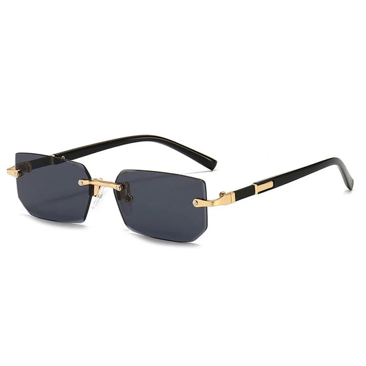 Gafas de sol sin montura rectangulares para hombre y mujer, lentes de sol cuadradas pequeñas, populares, a la moda, par…