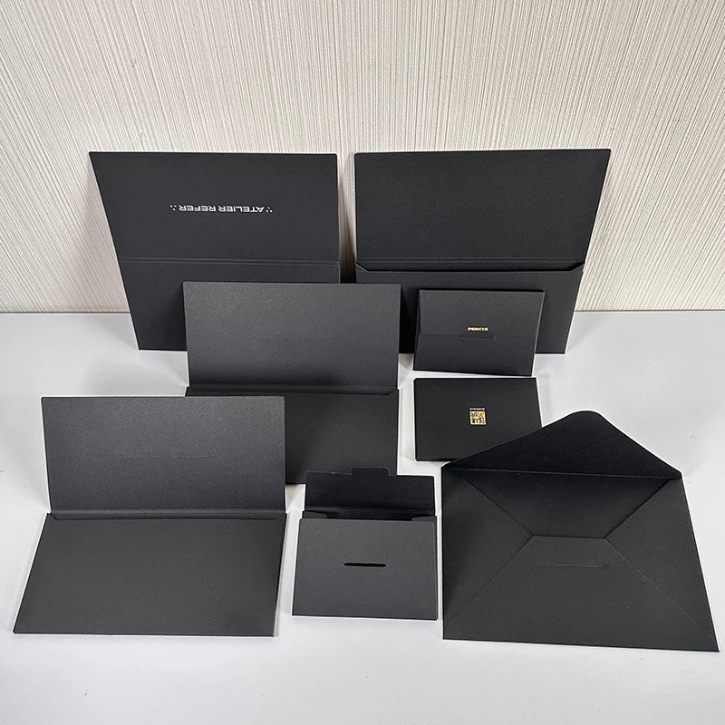 Custom Newest Black Luxury Gift Packaging Silk Scarf  Paper Envelope Packaging Box