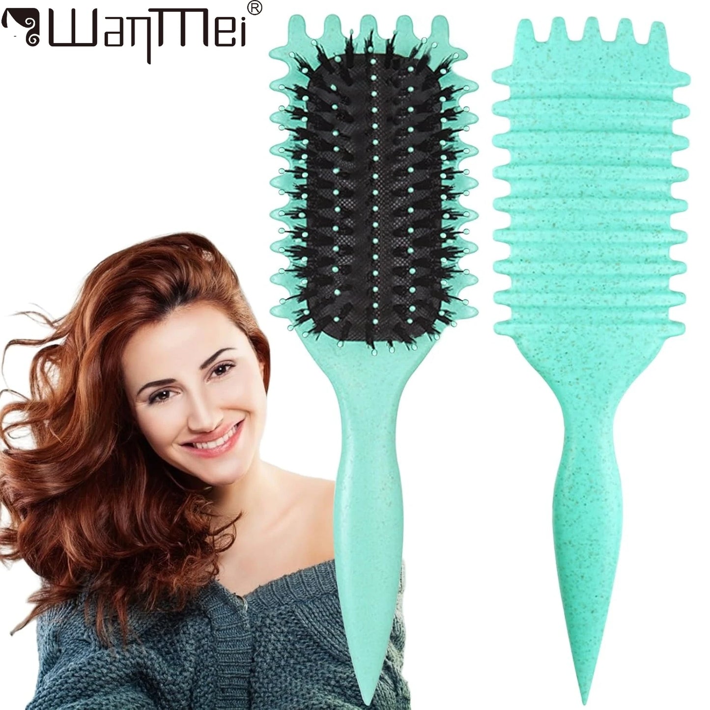 WANMEI-cepillo para desenredar dulces, peine para masaje del cuero cabelludo, pelo rizado con rizos de pelo húmedo/seco…