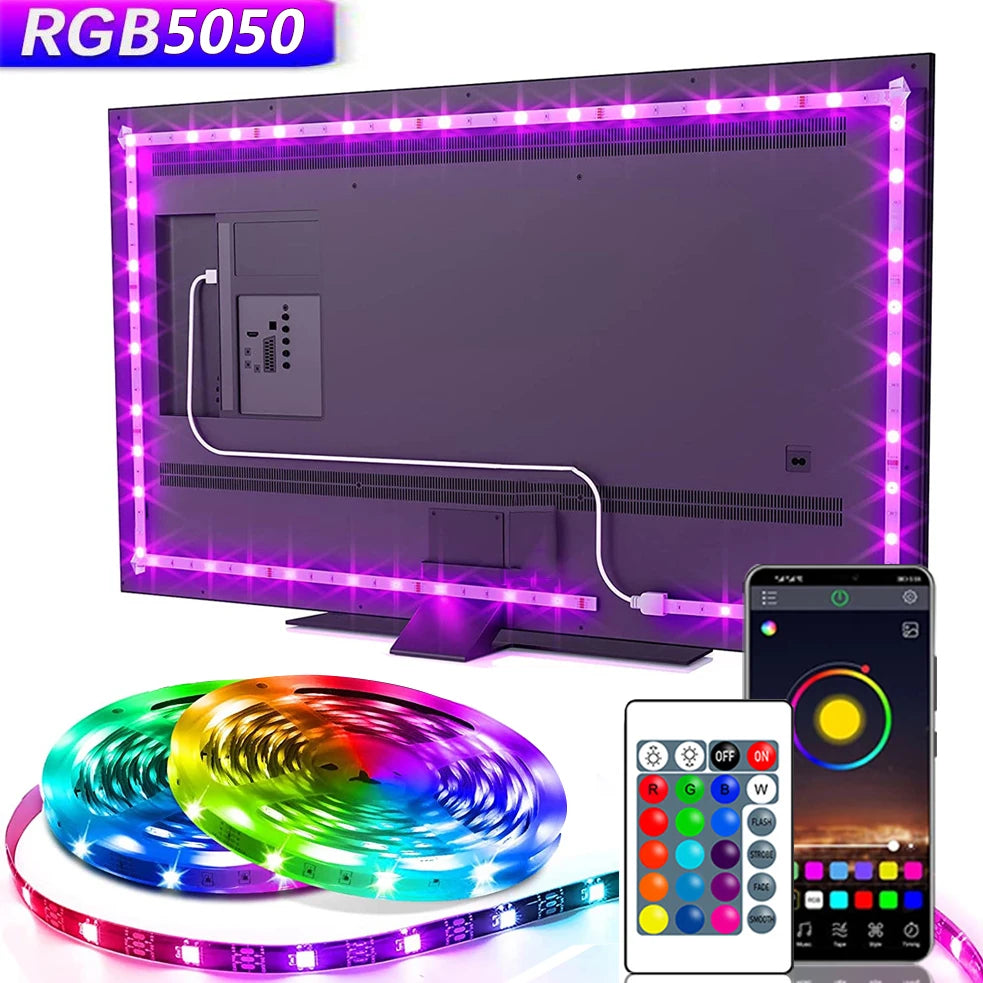 Luces LED USB de 5V para TV con Control por aplicación, cinta Flexible RGB5050, 30leds/m, retroiluminación LED para TV,…