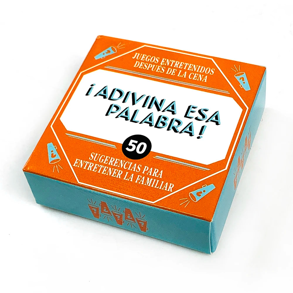 Cartas de juego de tamaño mini español "¡Nombre que palabra!) Juego de cartas de 50 Uds., juego de cartas de reunión fa…