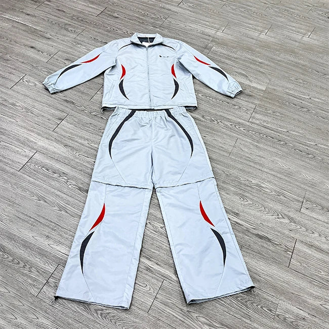 Custom logo Baggy Sports Tracksuit Polyester Mesh Windbreaker Turn-down Collar Tracksuit Plus Size Designer Tracksuit