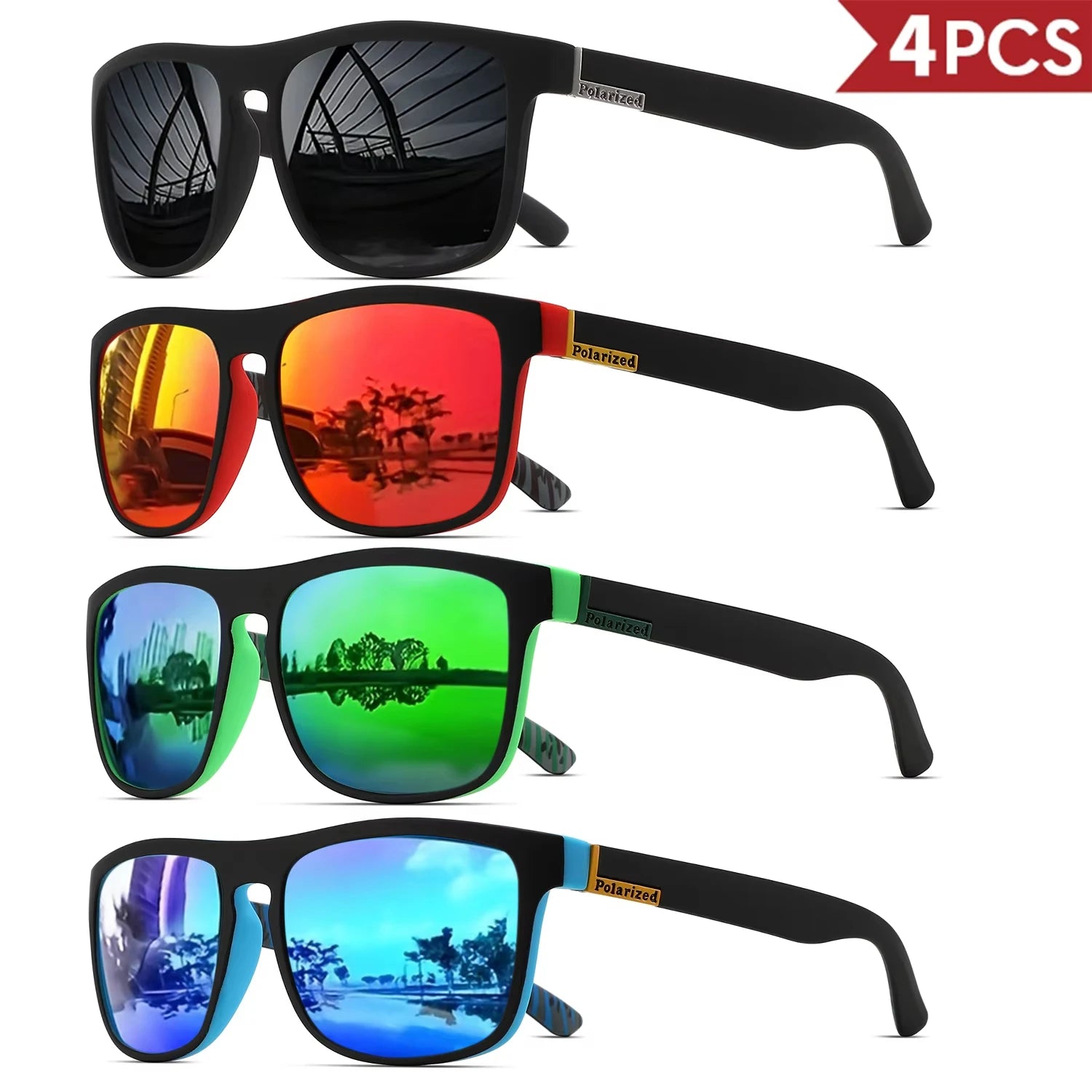 Gafas de sol deportivas polarizadas cuadradas clásicas para hombre, montura de PC ligera UV400 para conducir, pescar, c…