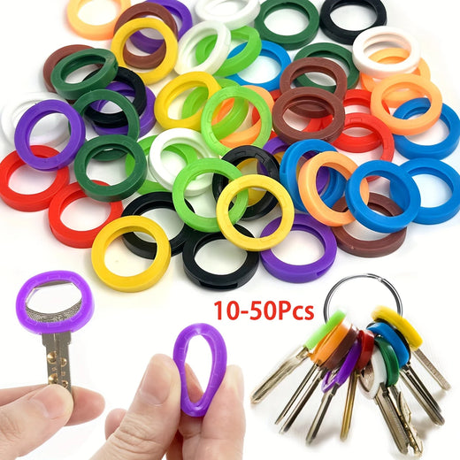 10-50 Uds. Cubiertas de tapa de llave, identificadores de llaves de silicona duraderos, etiquetas huecas para llaves, marcador de etiquetas codificado para llaves planas estándar de casa