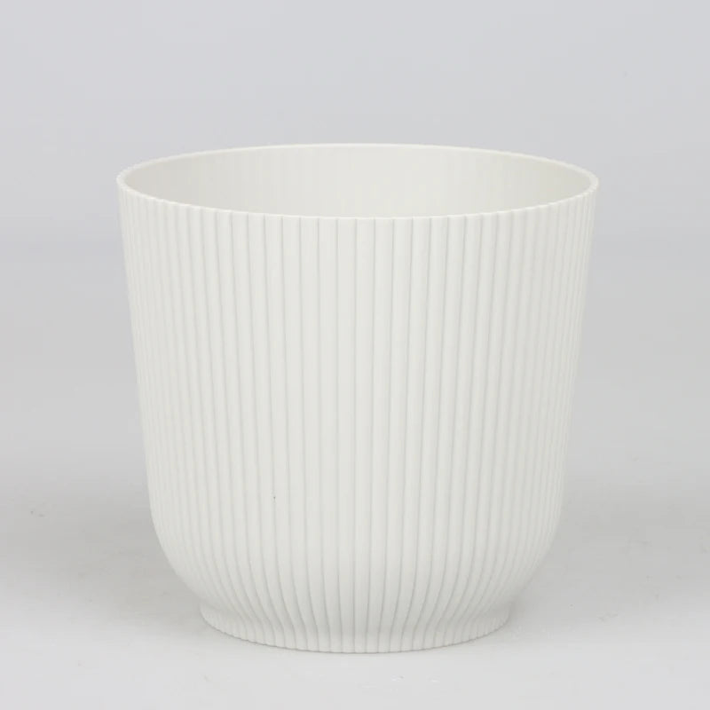 Wholesale Low Price Modern Plastic Flower Pot Rib Curved Round Planting Decor for Desktop Living Room Home Office Indoor