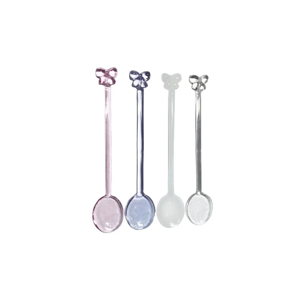 Hand Blown Art Eco-friendly Borosilicate Glass Spoon Cute Reusable for Party Home & Restaurant Use