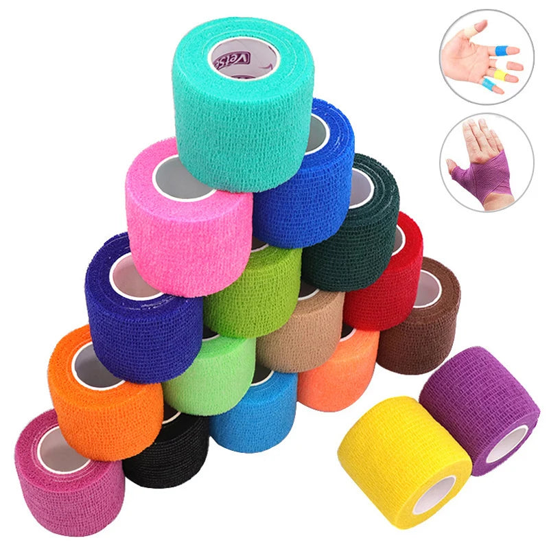 Cinta atlética colorida de 18 colores, bandas de vendaje elástico autoadhesivas, Protector deportivo para rodilla, dedo…