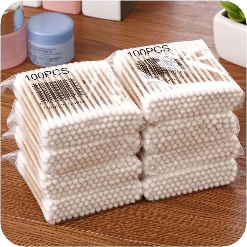 Hisopo de algodón de madera de doble cabeza para mujer, herramientas de maquillaje de la nariz para la limpieza de las…