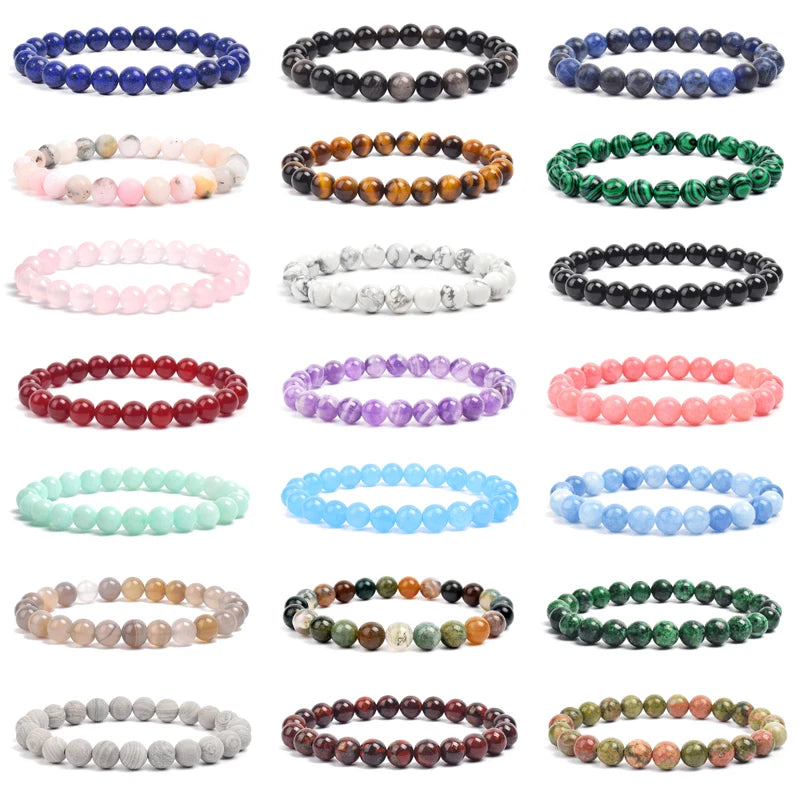 Pulsera de cuentas de piedra Natural para mujeres y hombres, amatistas, cristal, cuarzo, aguamarinas, joyería de Jades,…