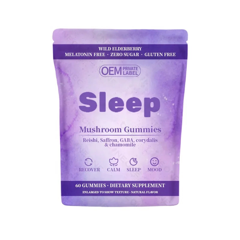 OEM/ODM Sleep Mushroom Gummies Supplement for Sleep and Relaxation with Reishi Super Mushrooms Wild Elderberry
