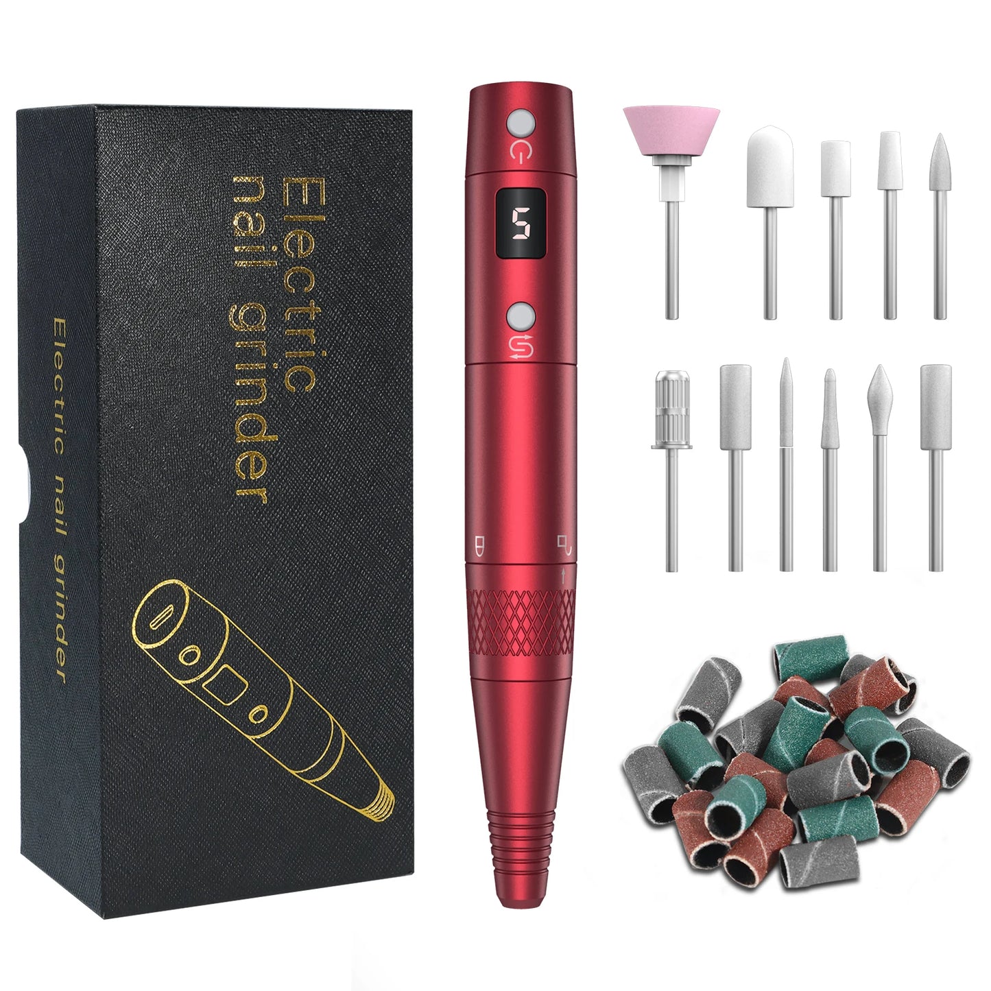 PELCAS Portable Custom Recharging Battery Electric Nail Drill Pen Bit Set Cordless Mini Nail Drill