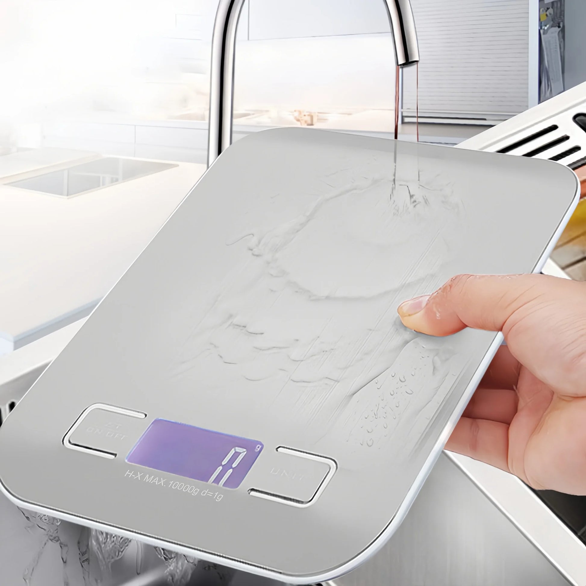 Báscula Digital de Cocina 10/5kg-1g con Pantalla LED, Panel de Acero Inoxidable, Báscula Electrónica para Pesar Aliment…