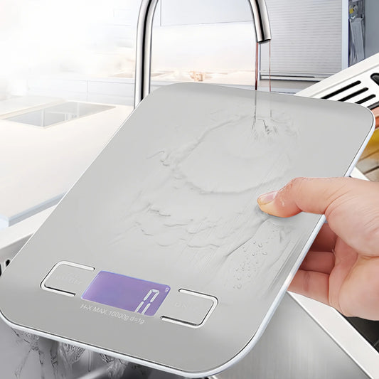 Báscula Digital de Cocina 10/5kg-1g con Pantalla LED, Panel de Acero Inoxidable, Báscula Electrónica para Pesar Aliment…