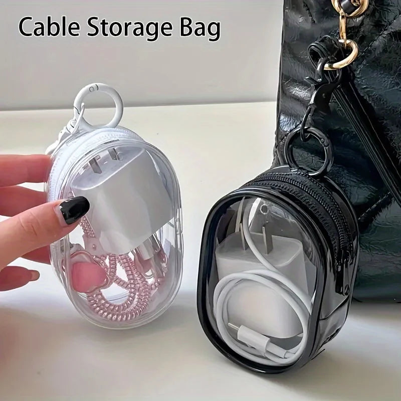 Mini bolsa de almacenamiento transparente portátil con cremallera, organizador que ahorra espacio para auriculares y ca…