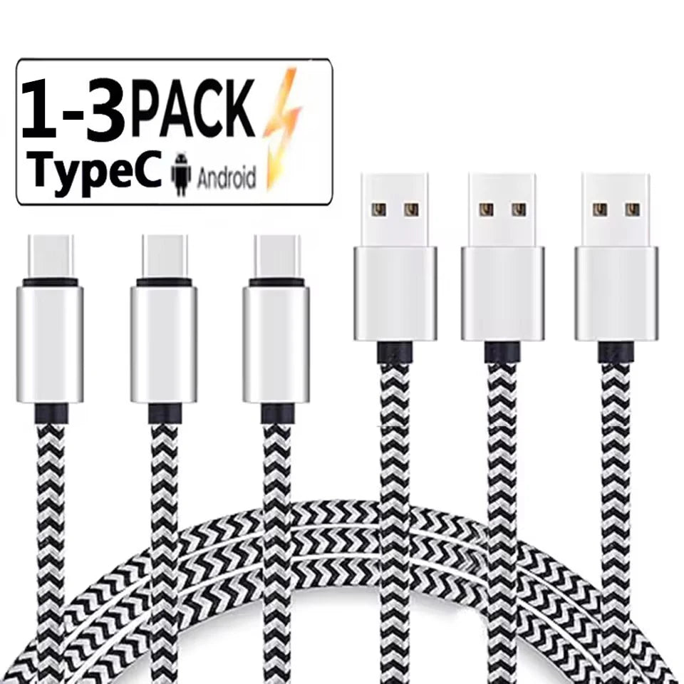 Cable USB tipo C 2.4A, cargador de batería de carga rápida, Cable de datos de nailon tejido, cargador de teléfono móvil…