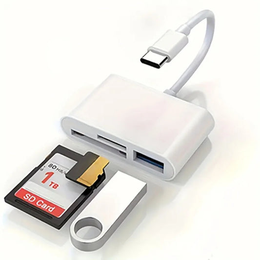 Lector de tarjetas de memoria USB C a SD/TF, lectura de tarjetas USB C 3 en 1 Compatible con iPhone 15 Pro iPad Mac Mac…