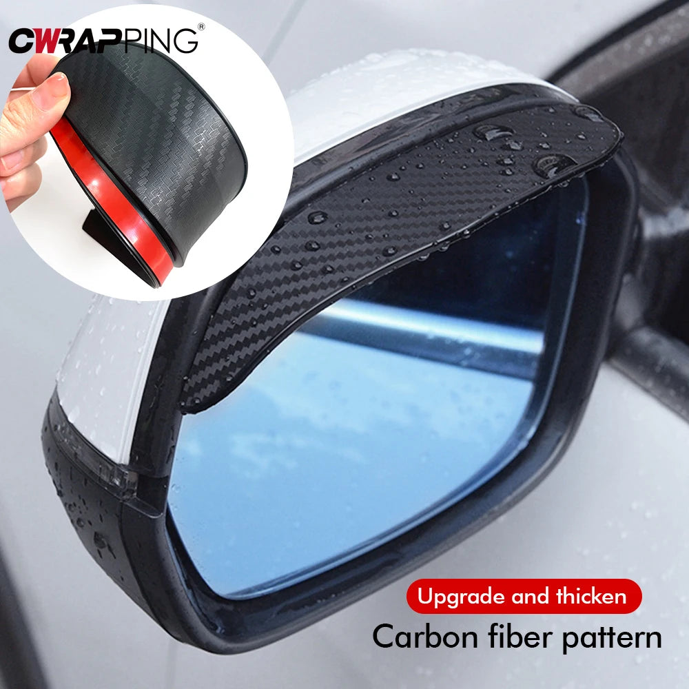 2 uds espejo retrovisor de coche lluvia ceja fibra de carbono parasol cubierta protectora visión clara para lluvia acce…