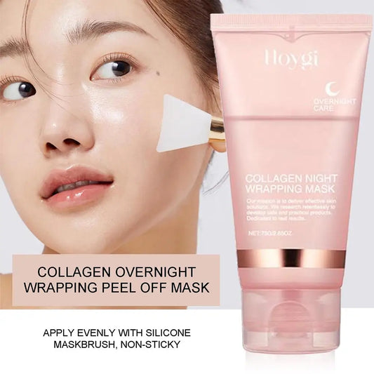 Mascarilla facial exfoliante para envolver la noche de colágeno, mascarilla de envoltura nocturna de colágeno coreano h…