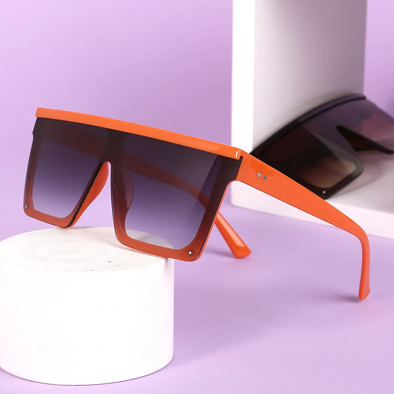 Oversized Square Sunglasses for Women 4 Colors Leopard Gradient UV400 Lenses PC Sun Glasses Eyewear Outdoor Fishing
