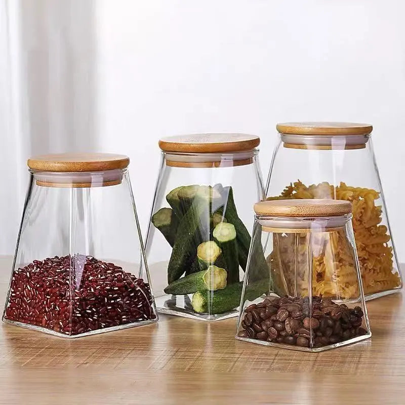 Classic Kitchen Containers Airtight French Clear Luxury Small Food Glass Storage Bottles Jars