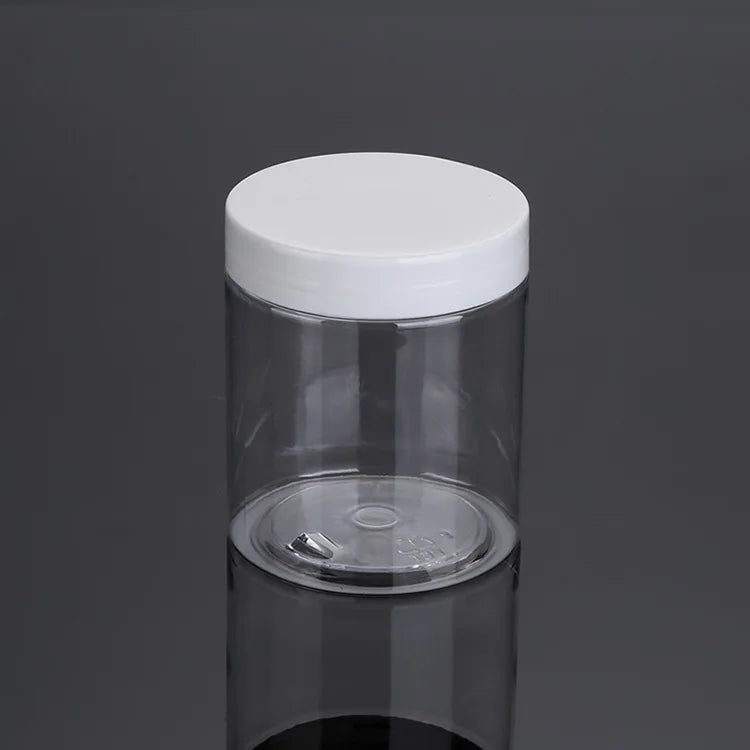 White Lid Dryfruit Pet Jar 8 oz 12 oz 32 oz 100 Gram Wide Mouth Plastic for Sugar Canned Food Snack Candy Cookie Chocolate Food