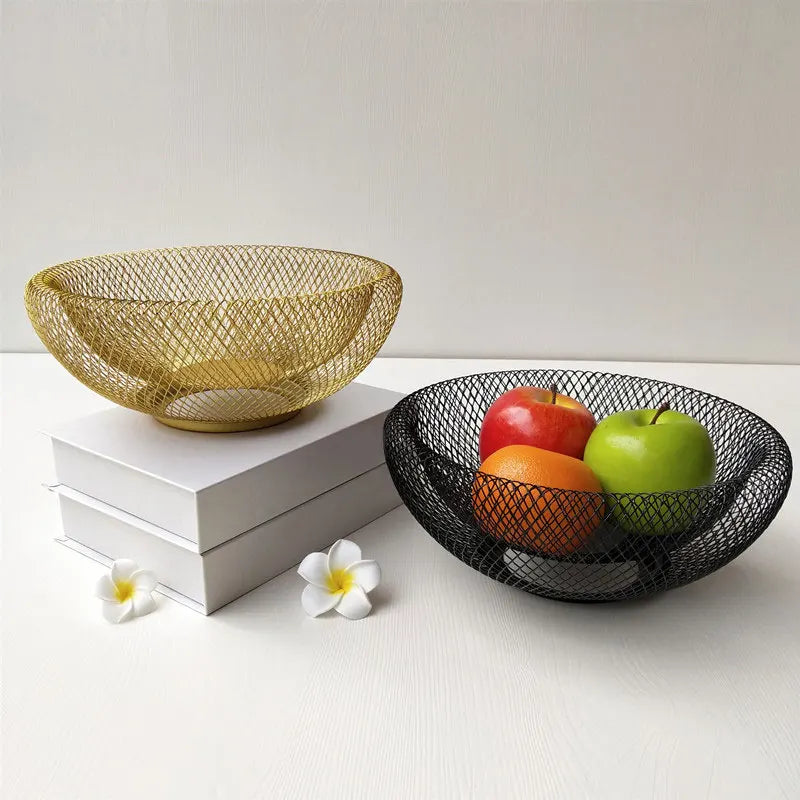 Wholesale Display Fruit Iron Storage Kitchen Bowl Metal 2 Wire Tier Fruit Basket Golden