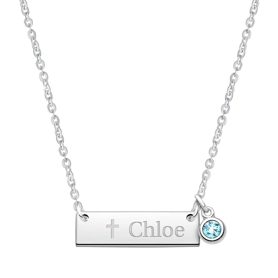 Wholesale Stainless Steel Custom Bar Charm Pendent Kids Necklace