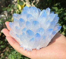 Racimo de cuarzo azul adornos racimo de cristal | Decoración del hogar, regalo de cuarzo curativo