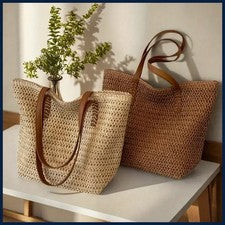 Bolso Tejido Mujer Moda y Versátil con Cremallera para Viaje, Grande