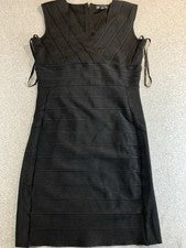 I.N.C. Vestido para mujer International Concepts XL negro acanalado sobrepelliz cuello funda
