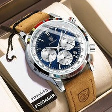 Orologio Uomo Elegante Sportivo al Quarzo Quadrante Blu Data Waterproof 3ATM