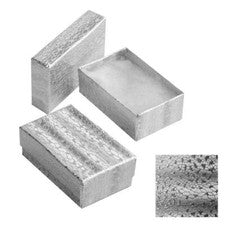 100 cajas llenas de algodón de papel de plata caja de regalo de joyería 2-5/8" x 1-1/2" x 1"