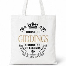 Bolso de Mano GIDDINGS Family Surname House Of White Algodón