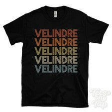 CAMISETA VELINDRE ESTILO RETRO REPETIDO para hombre y mujer Reino Unido top name regalo